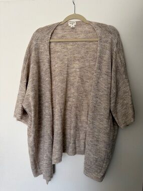 Cost Plus World Market Open-Front Knit Shrug in Heather Taupe